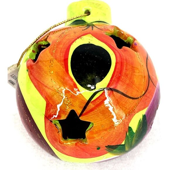 Talavera Hand Painted Christmas Ornaments Round Cut Out Luminaries Lot of 6 NOS - Picture 14 of 16